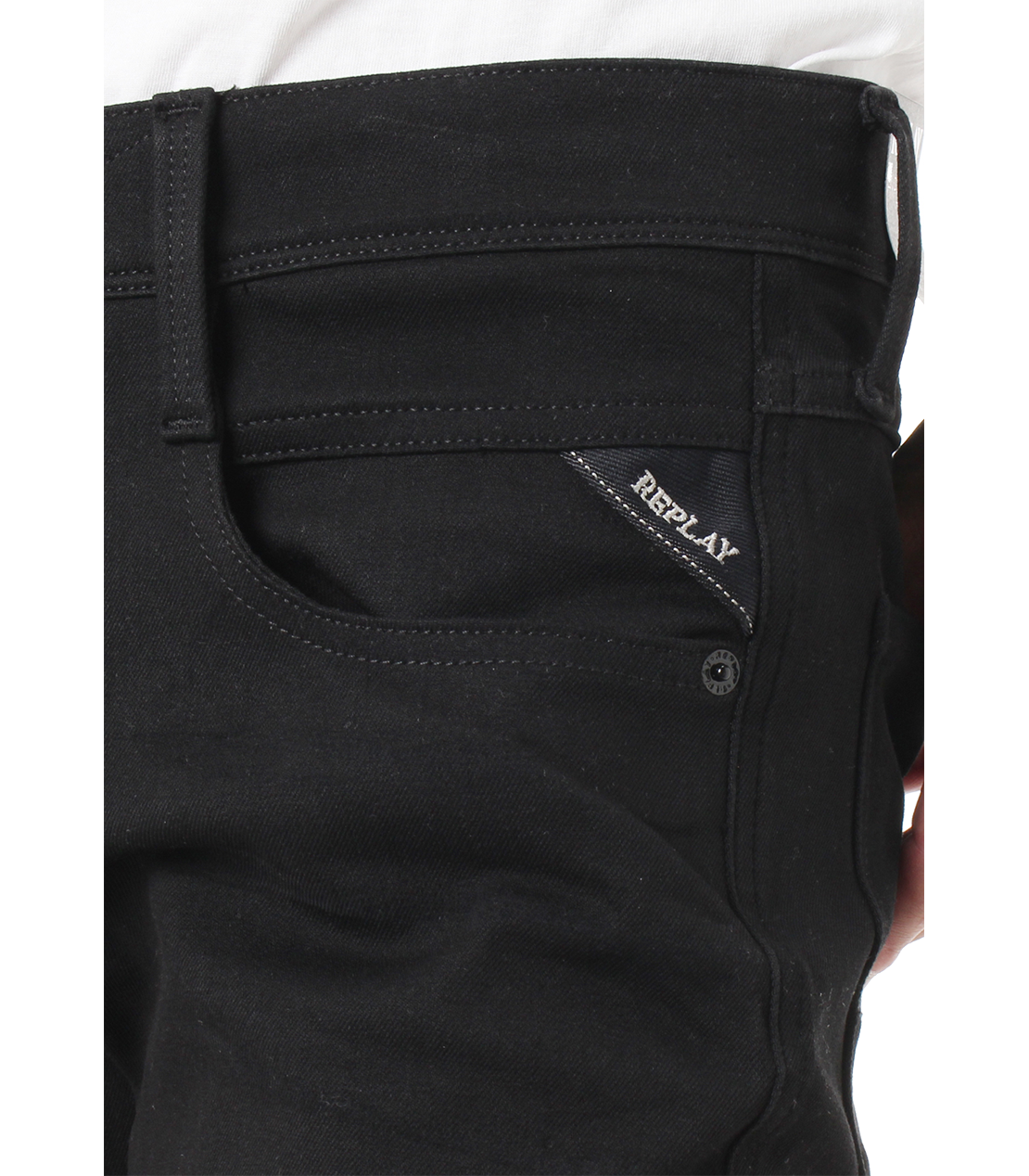 ANBASS 12OZ HYPERFLEX+ ストレッチブラックデニム｜REPLAY リプレイ 