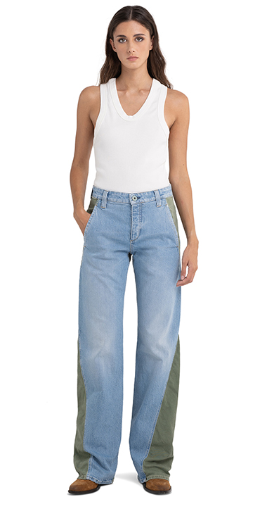 We are ブライトブルーワイドレッグデニムパンツ｜REPLAY リプレイ公式  