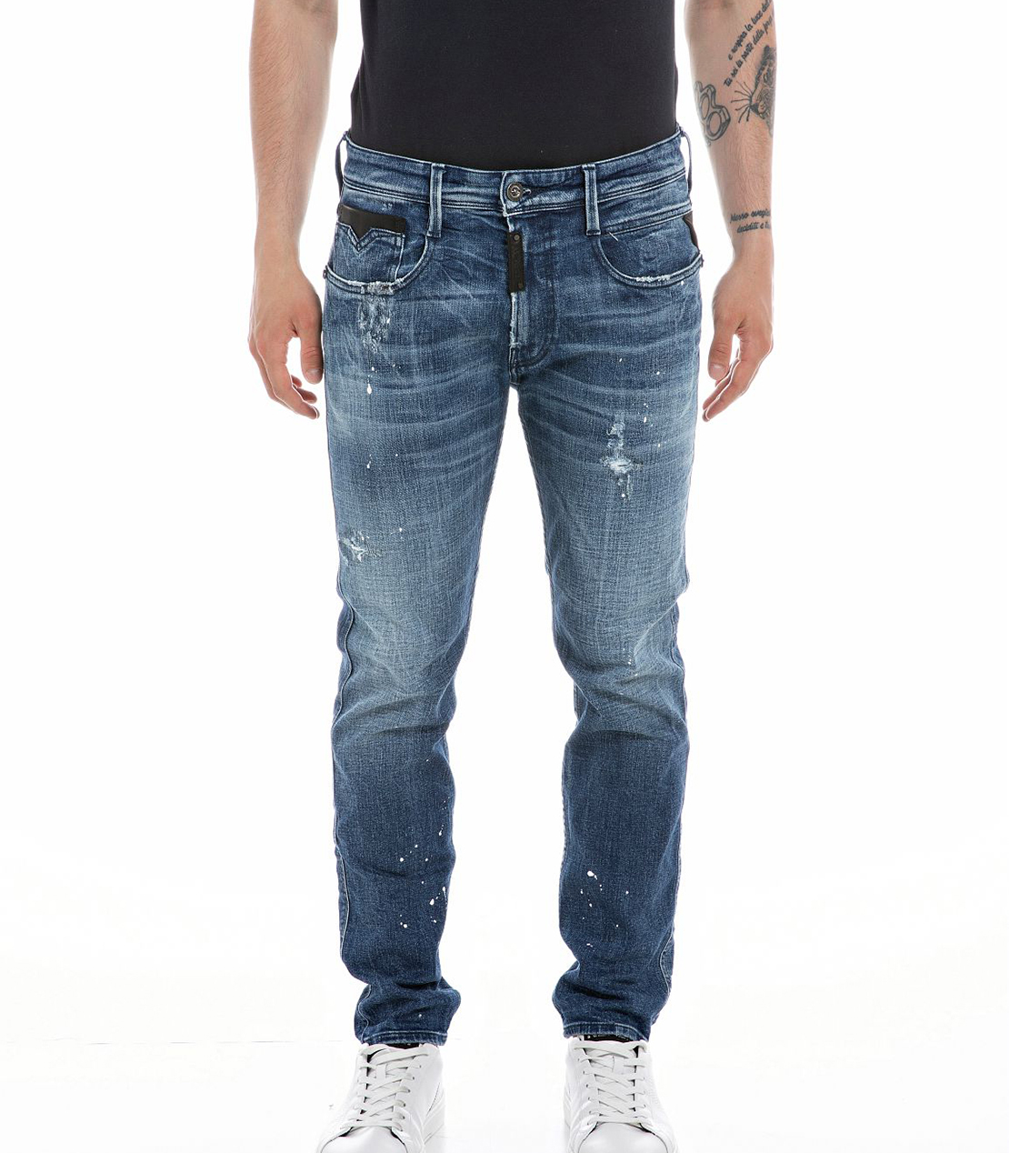 K27 ★良品 REPLAY リプレイ MAESTRO リペア加工 デニム パンツ ジーパン サイズ34 スリム ANBASS MAESTROストレッチデニム