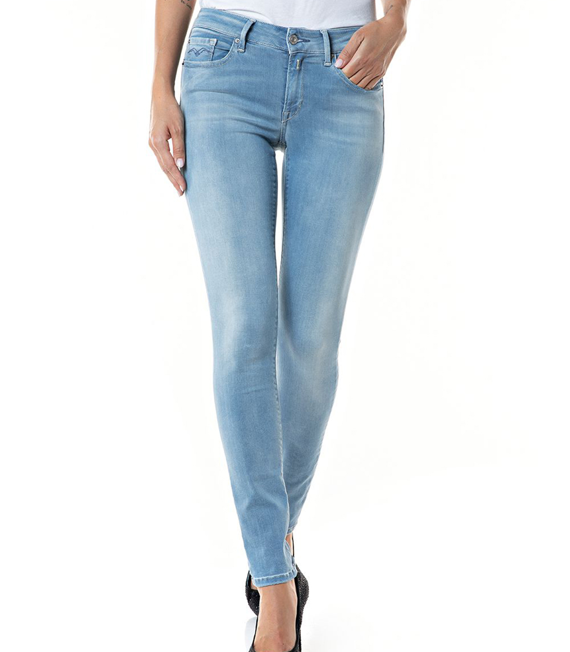 Replay Leyla Hyperflex Women's Faded Blue Slim-fit Push-up Jeans Leyla
