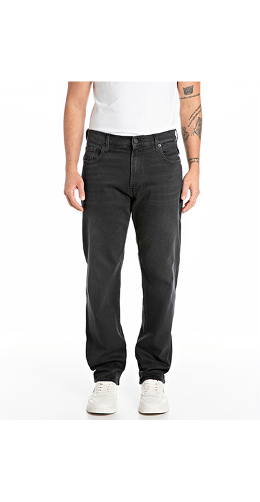 即決 REPLAY リプレイ デニム ブラック ジーンズ ジーパン 綿パン 黒 メンズ W31 ウエスト約86㎝ 大きいサイズ Lサイズ 送料無料 即決REPLAY・リプレイ・ロゴペイント・ストレート・デニム