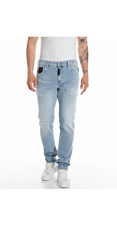 K27 ★良品 REPLAY リプレイ MAESTRO リペア加工 デニム パンツ ジーパン サイズ34 スリム ANBASS MAESTROストレッチデニム