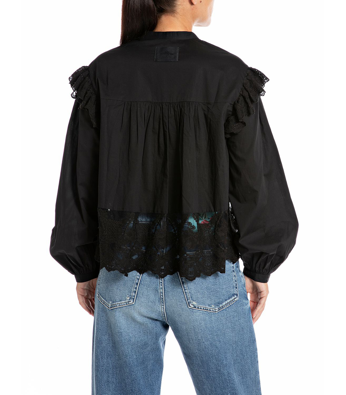 リプレイ コットンポプリン フレアーブラウス Shirts レディース ホワイト EU S (日本サイズM相当) リプレイ コットンポプリン フレアーブラウス Shirts レディース