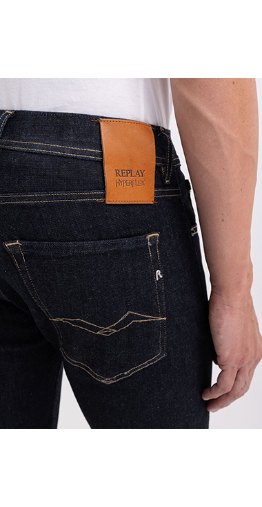 ストレートフィットGROVER Hyperflex re-used インディゴデニム 