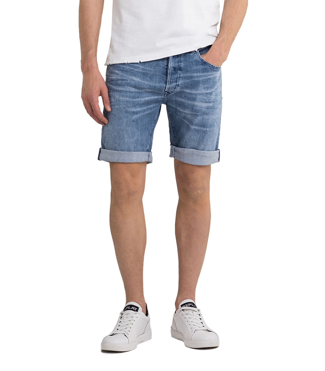 【送料込】ウエストリブデニムショーツ ダークインディゴブルー LサイズW85cm 送料込ウエストリブデニムショーツ ダークインディゴブルー Lサイズ